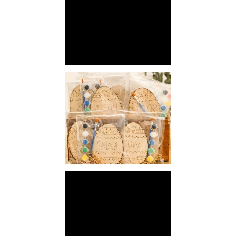 kit 8 ovos páscoa para colorir nome personalizado 15cm em MDF + Tintas + pincel 🖌️