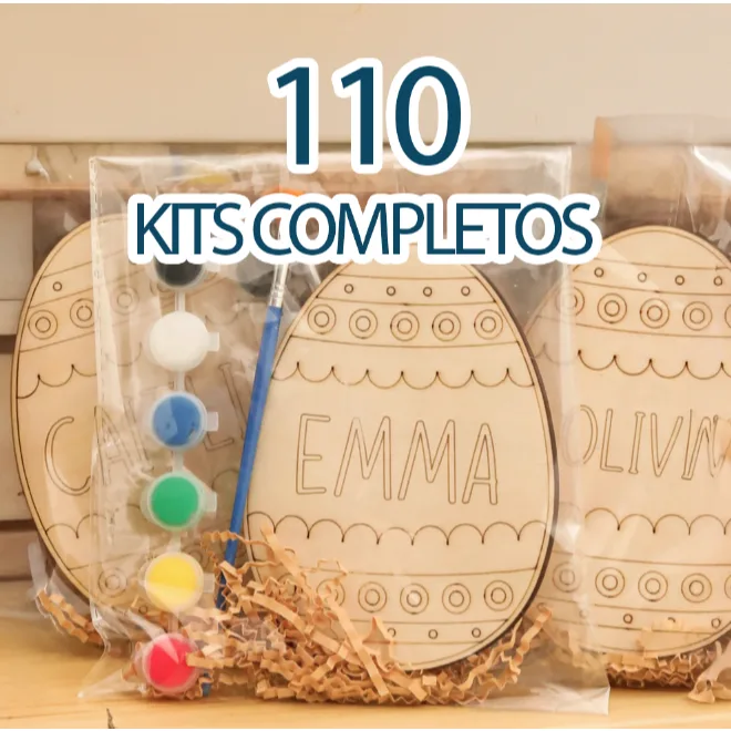 Kit de Pintura pascoa Nome Personalizado 110 unidades - Ovo de pascoa + Tinta e Pincel 🎨para presente decoração esola