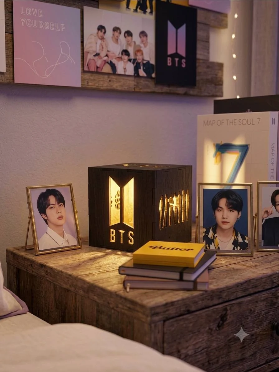 Luminária de Led BTS Cubo 10x10 cm K-Pop Decoração Presente ARMI - Imagem 1