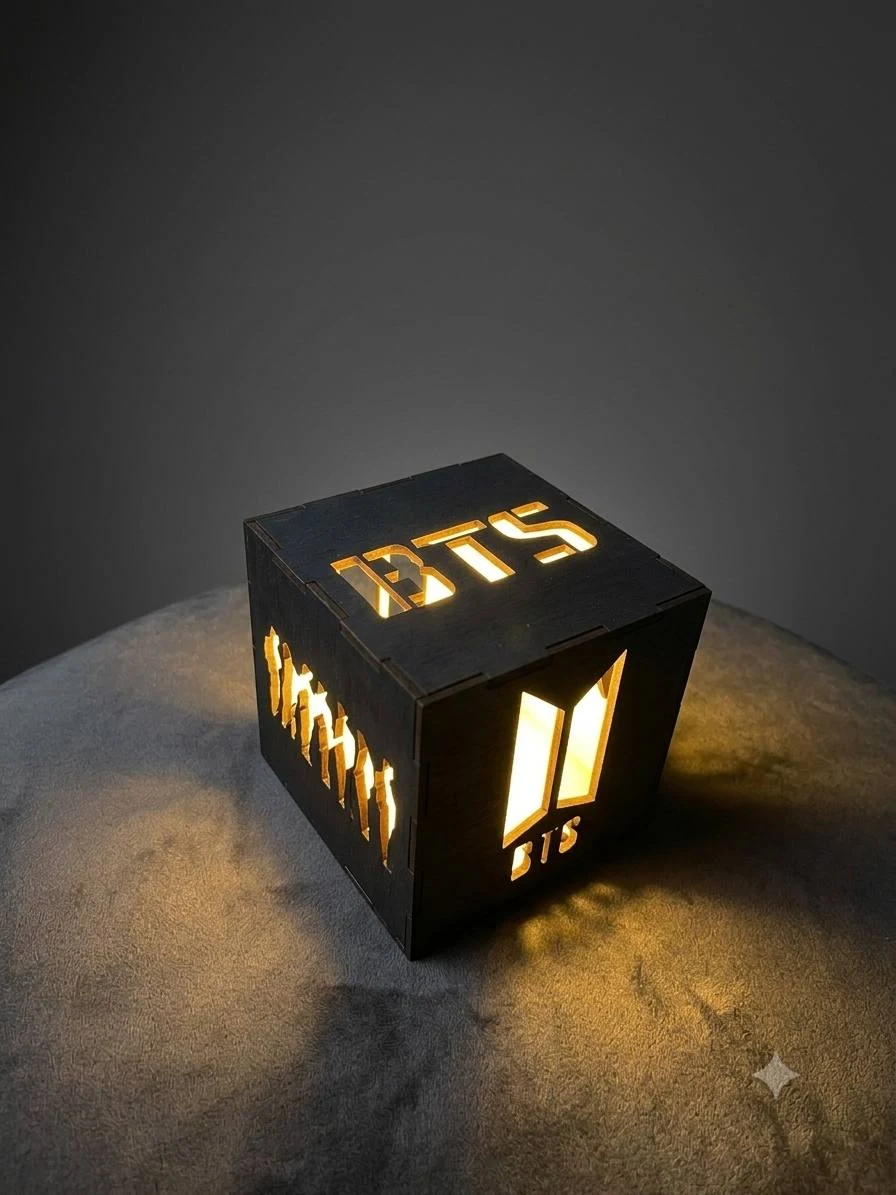 Luminária de Led BTS Cubo 10x10 cm K-Pop Decoração Presente ARMI - Imagem 2